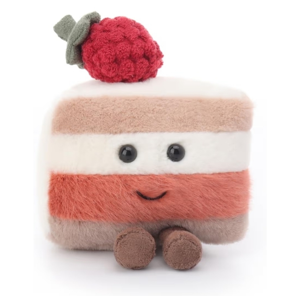 Kids Apricot Lamb Berry Delight Plush Cake Slice Toy 3.5" Stuffed Animal